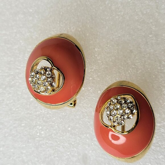 Coral Enamelled Earrings Small Earrings - Picture 6 of 8